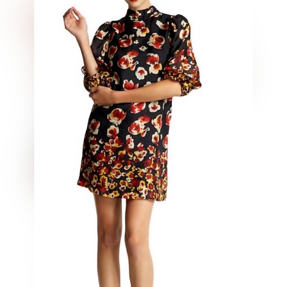 ARYN K. Women's Dark Floral Silk Mini Dress Size m NWT